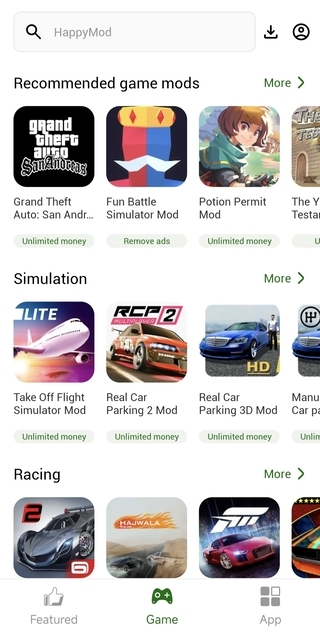 HappyMod Lite home screen